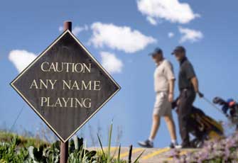 Golf Calendars - Caution name on board image Golf Calendars - Golf gift ideas - Calendars personalised with golfers names.