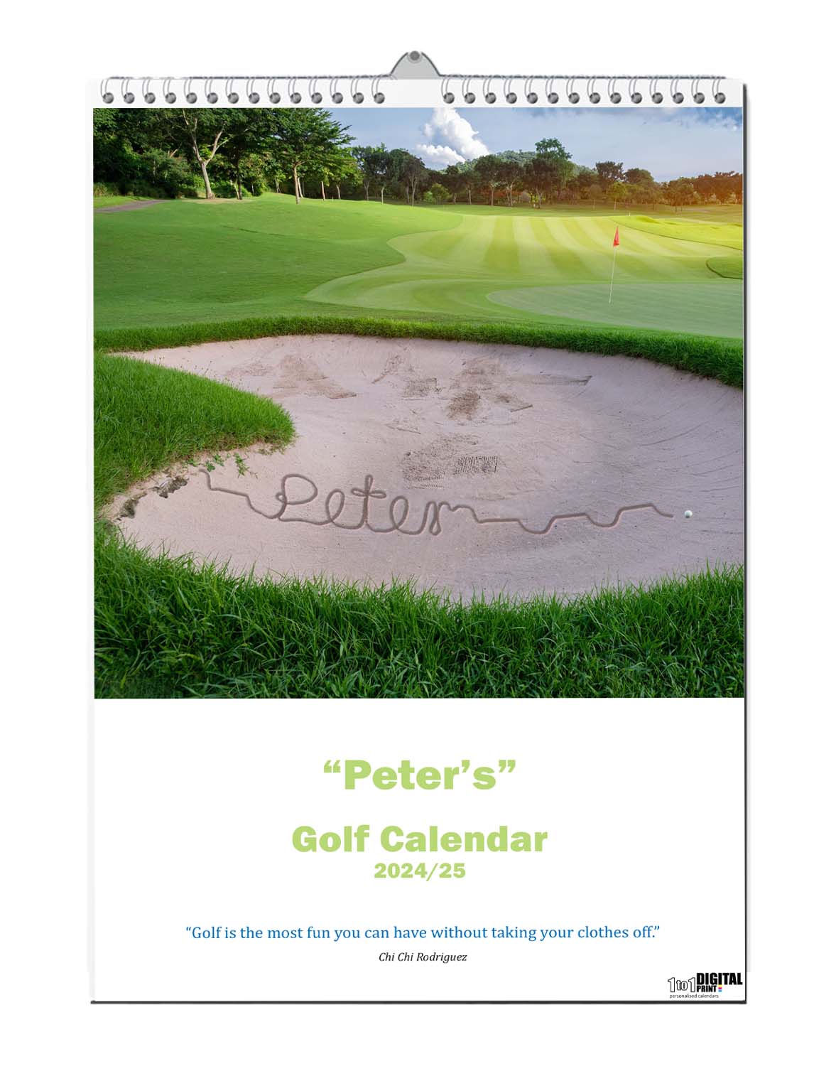 Personalised Golf Calendars - Golf Gift Ideas - Can be personalised with any golfers name Humorous Golf Calendars - Gifts for golfers